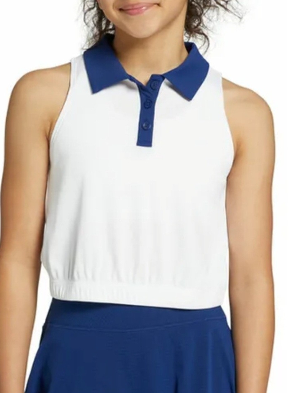 Prince Elite Rib Sleeveless Polo Tennis Tank Top In Pure White Girls Size Medium